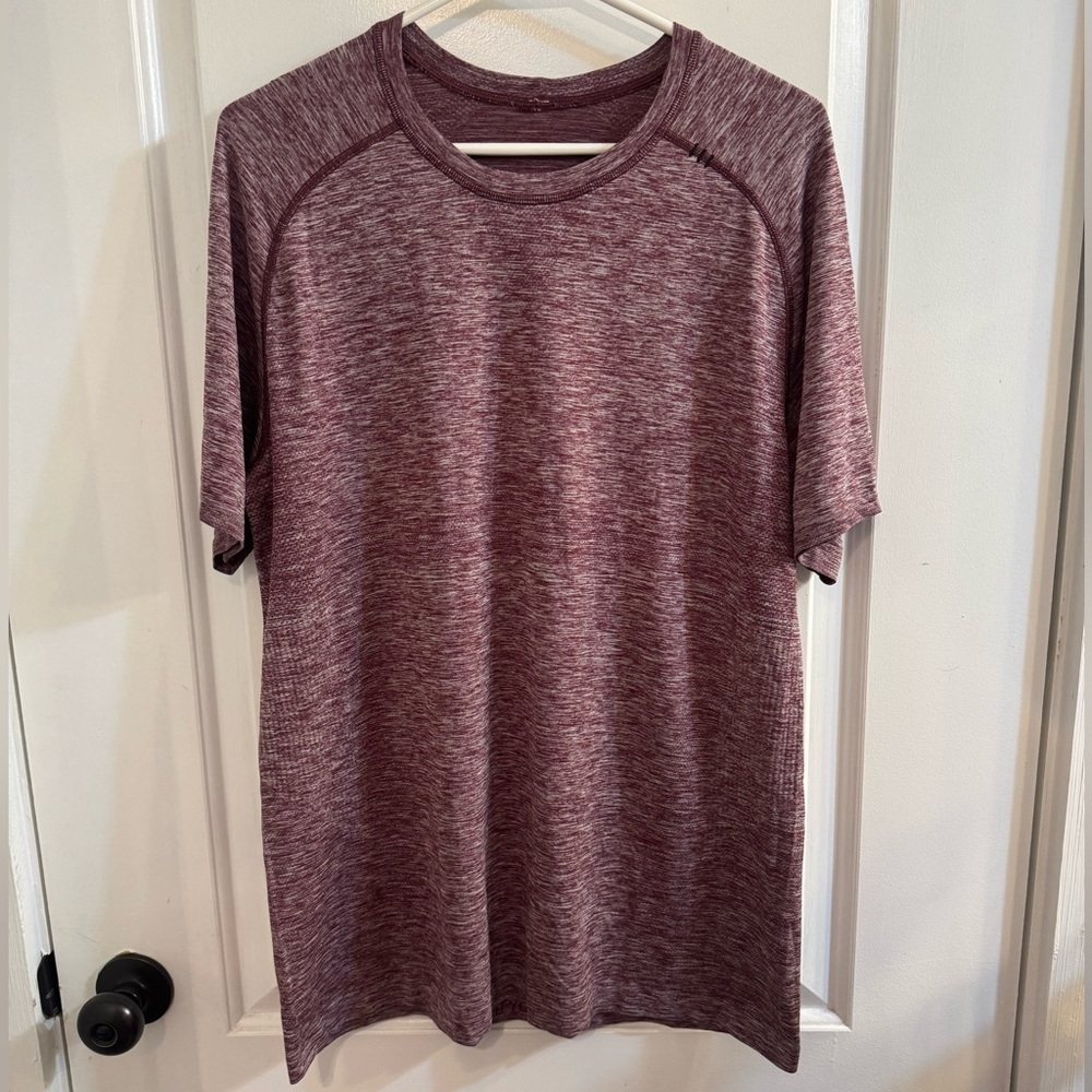 Lululemon Metal Vent Tech Surge Short Sleeve Large Maroon White Heathered